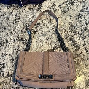 Rebecca minkoff suede quilted purse - light lavender/ grayish color